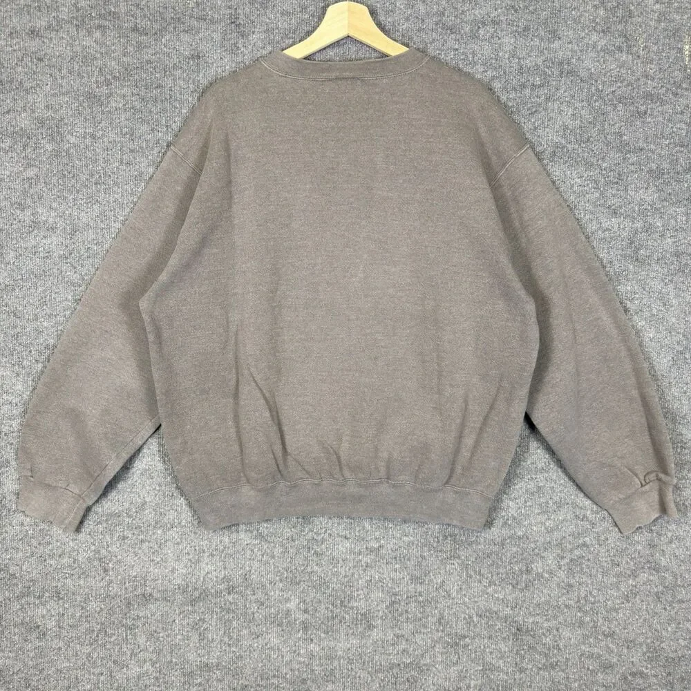 Vintage Nike Crewneck Mens Size L Gray Fleece Pullover Y2K 90s Embroidered Baggy